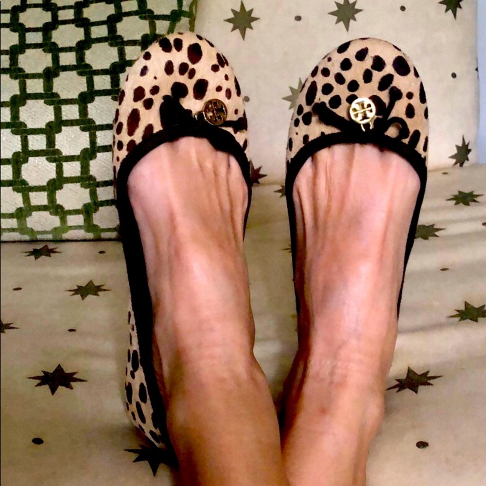 Tory Burch Chelsea animal print ballet flats